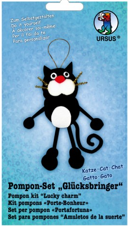 Pompon-Set Glücksbringer - Katze